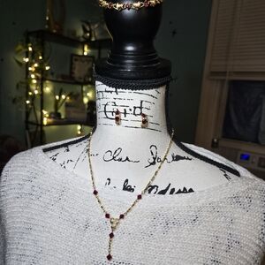 Elegant Gold and Red Jewelry Set